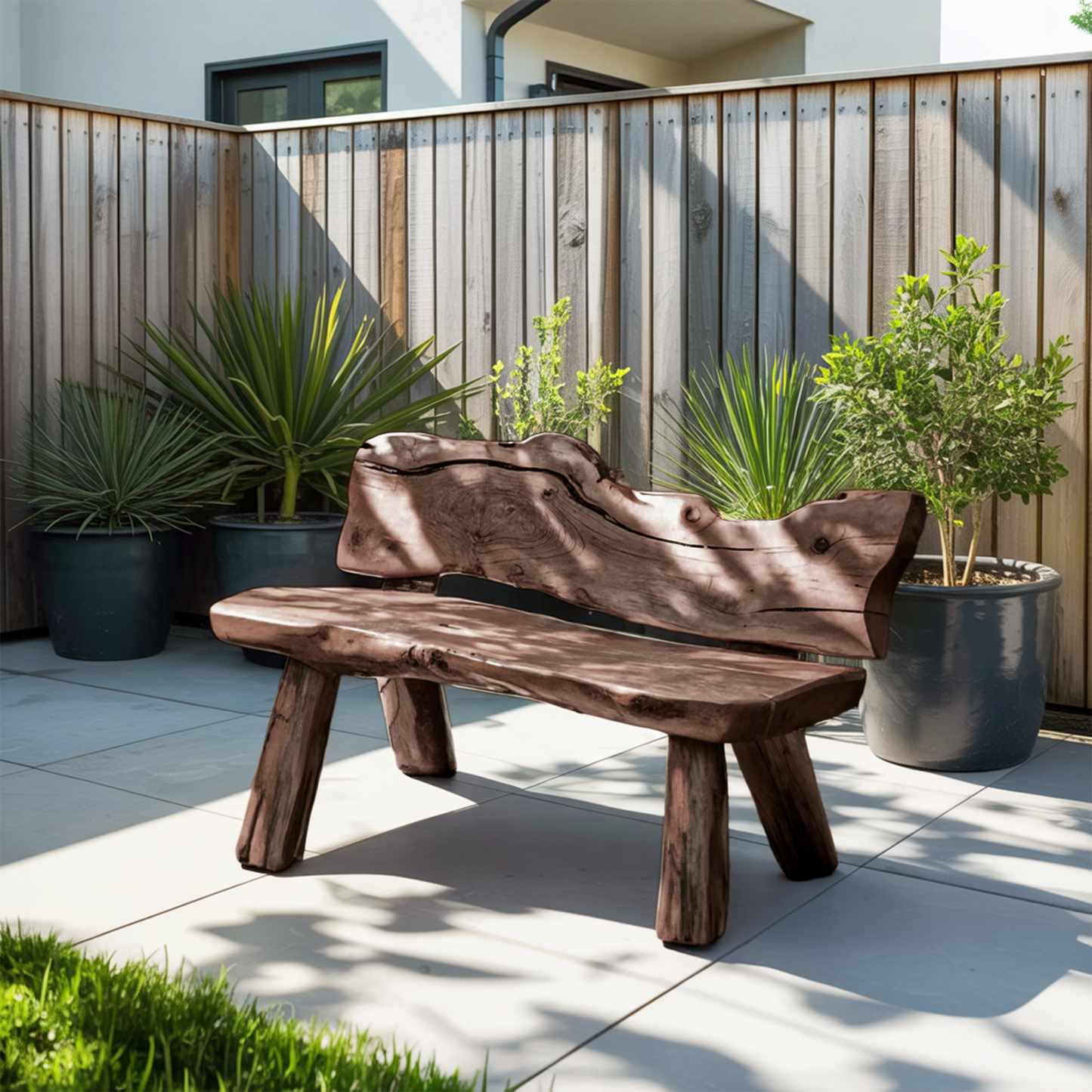 Rustic Live Edge Garden Bench For Patio Backyard And Forest Cabin Lynnsnail