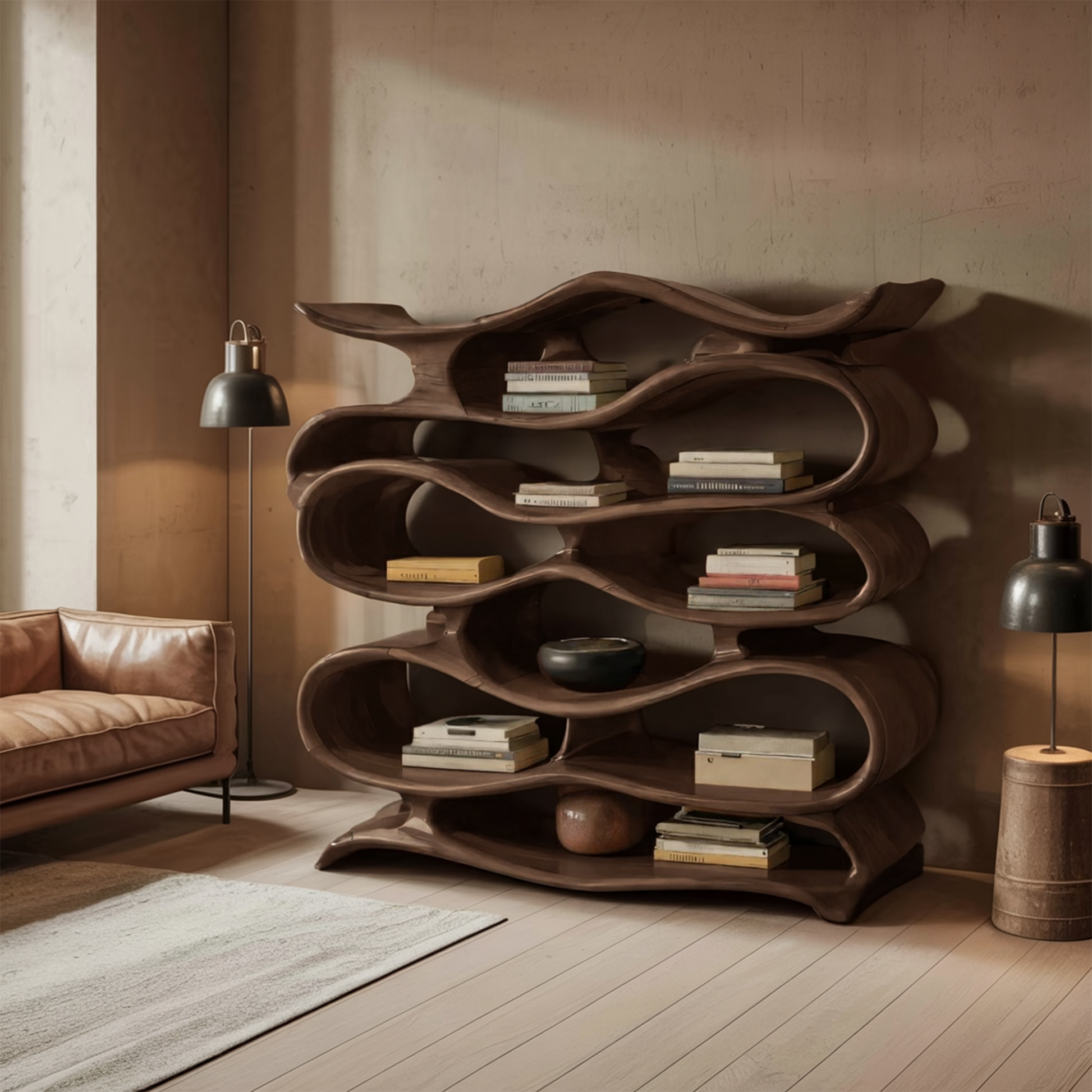 Sculptural Bookshelf Cabinet For Living Room And Office Lynnsnail