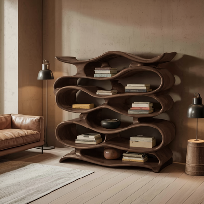 Sculptural Bookshelf Cabinet For Living Room And Office Lynnsnail