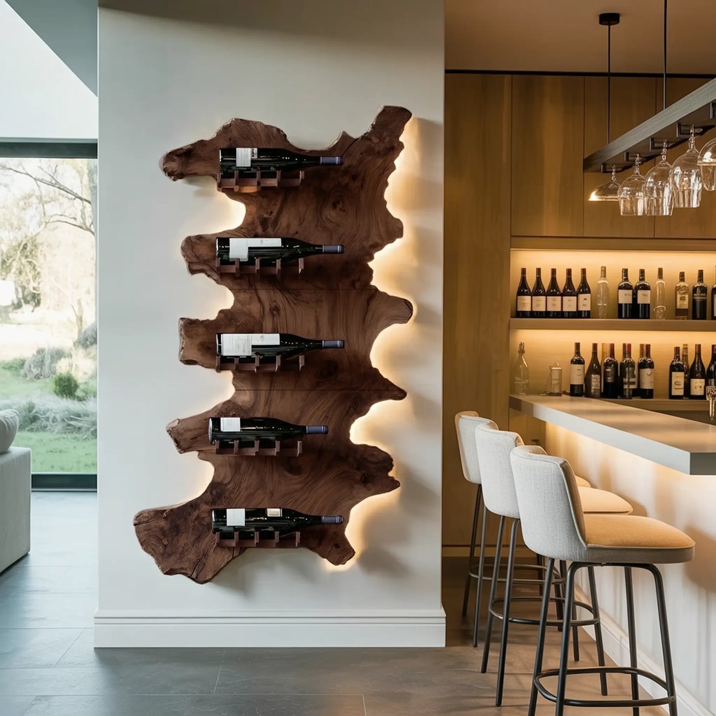 Mid Century Wooden Wine Rack For Bar Decor And Wine Storage Lynnsnail