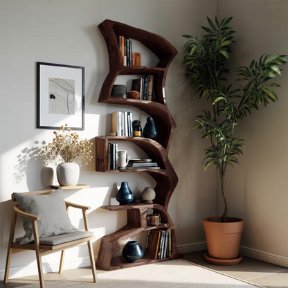 Modern Bookshelf With Curved Design For Study Lynnsnail