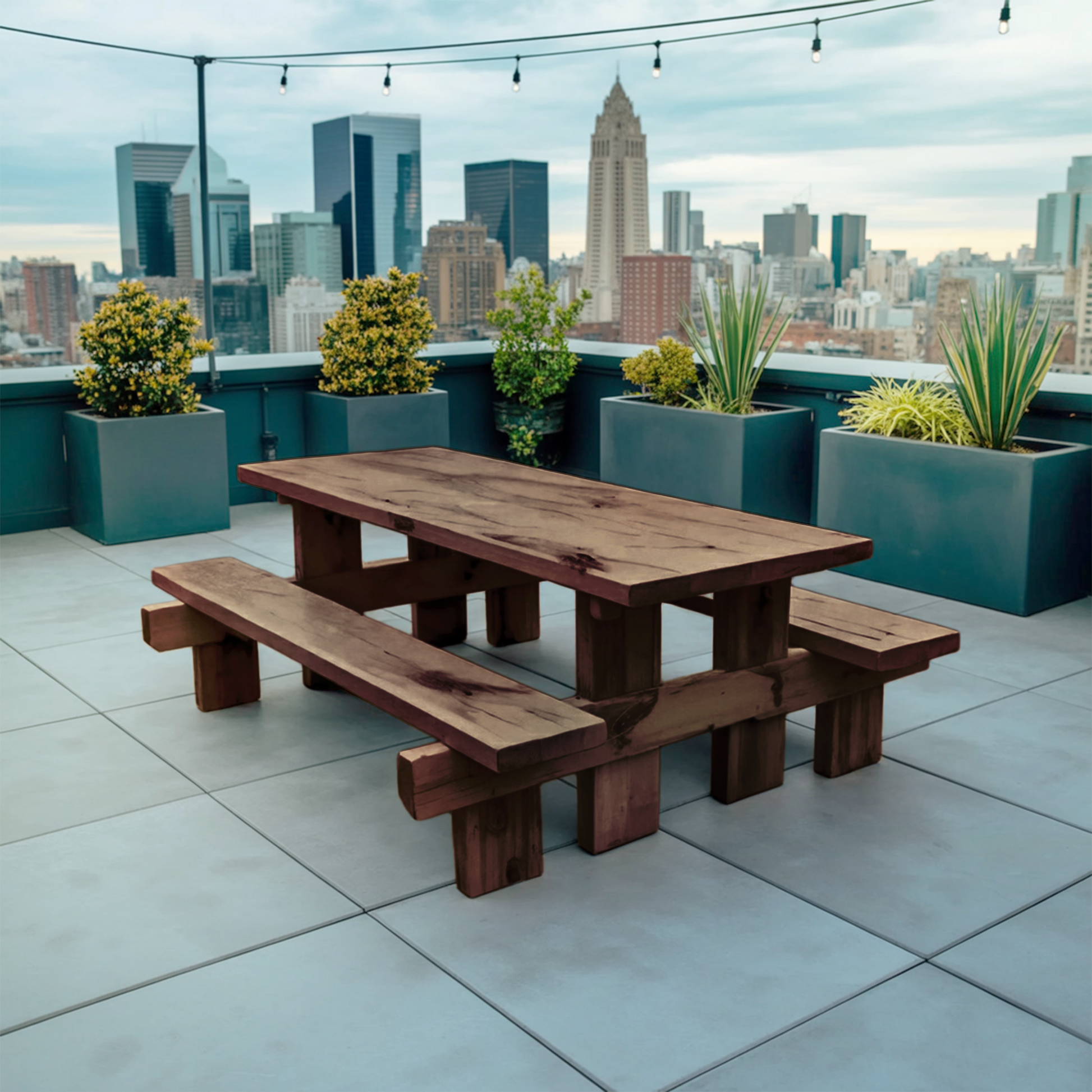 Minimalist Outdoor Picnic Table With Benches For Garden Or Cabin Lynnsnail