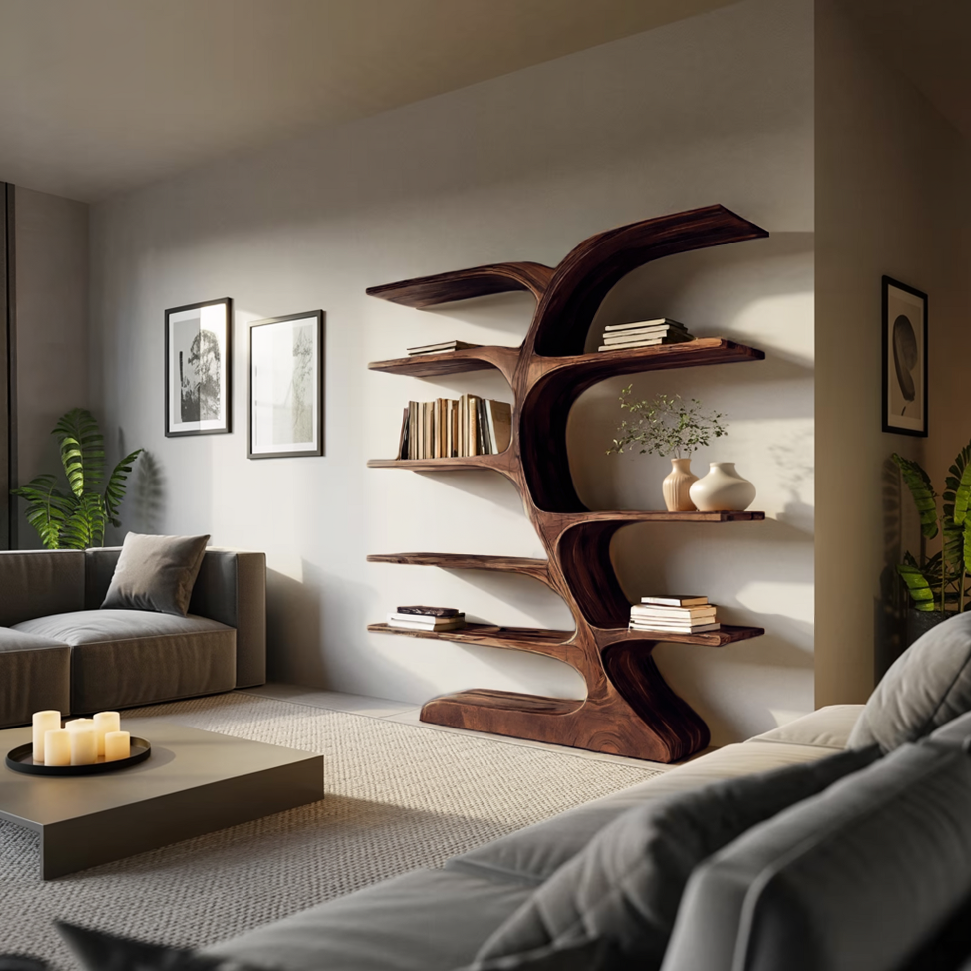 Organic Curved Bookshelf For Open Space Lynnsnail