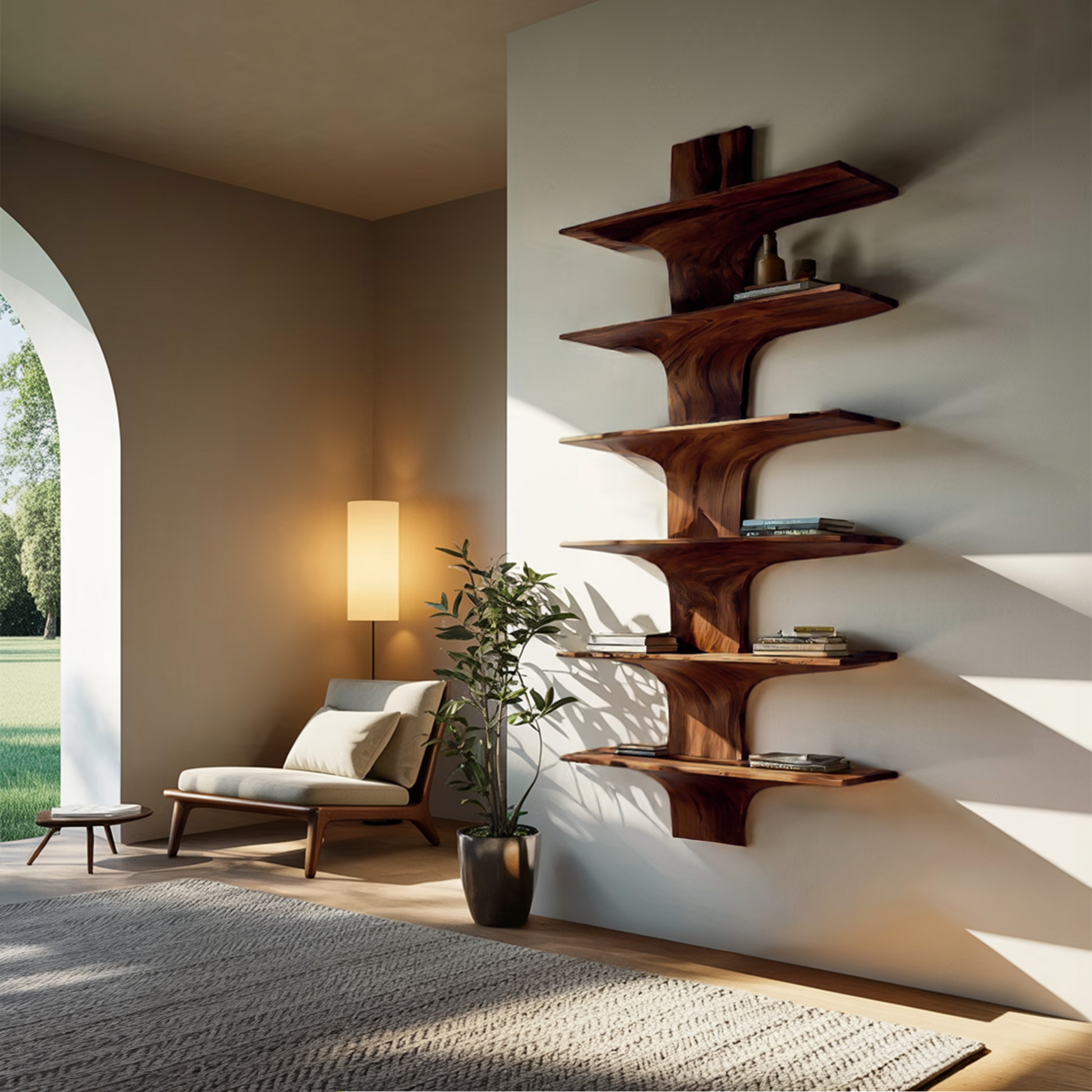 Contemporary Wood Wall Mounted Bookshelf For Home Interior Lynnsnail