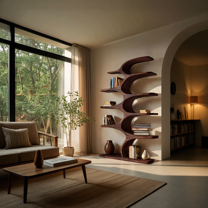 Artistic Curved Bookshelf Fluid Lines Statement For Designer Interiors Lynnsnail