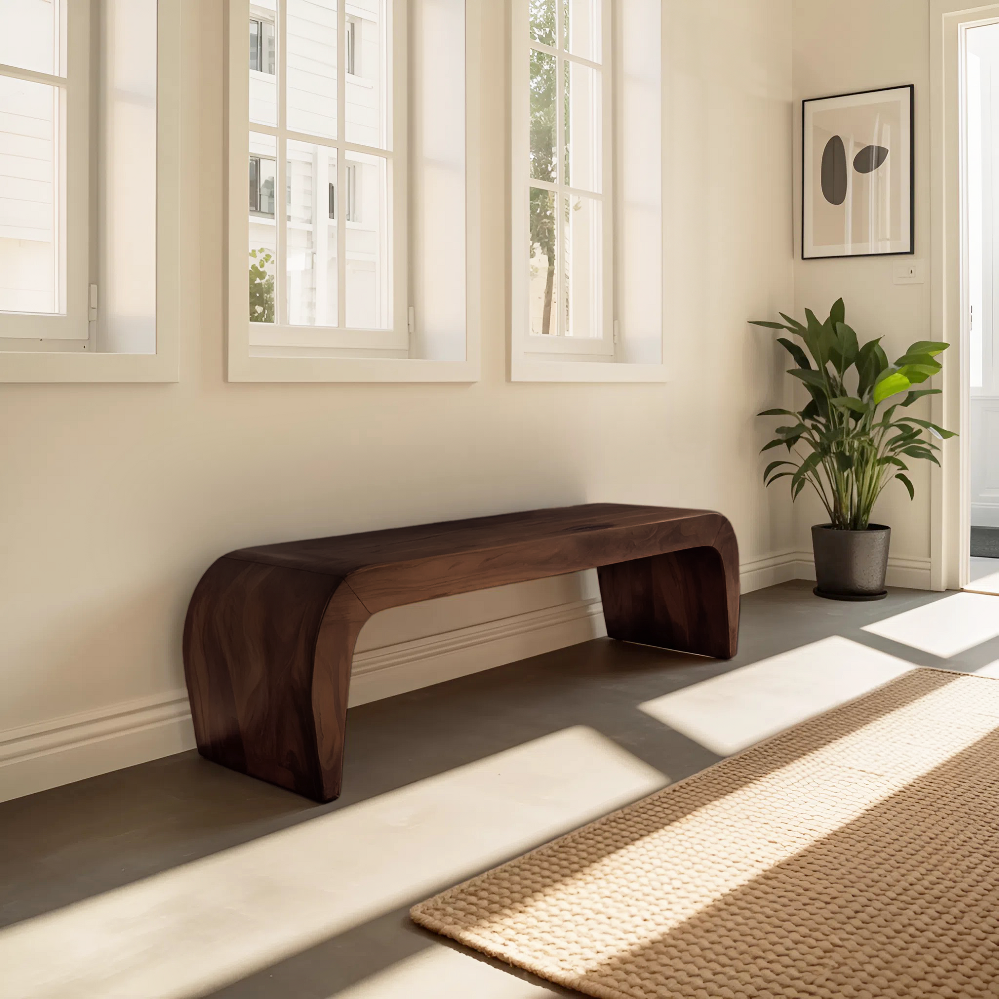 Contemporary Bench With Curved Design For Entryway Lynnsnail