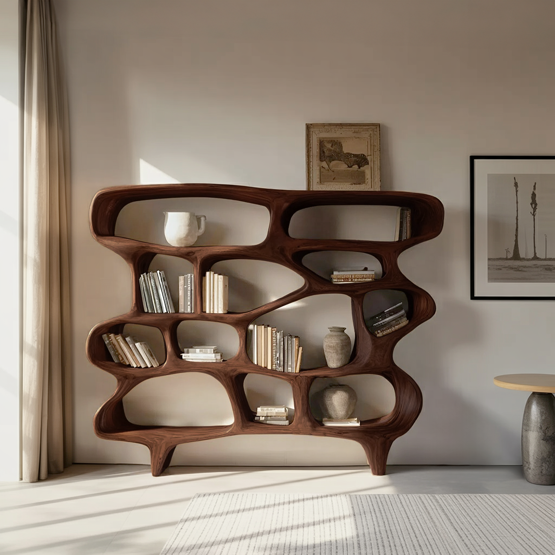 Organic Sculptural Bookshelf For Living Room Or Office Decor Lynnsnail