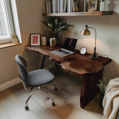 Rustic Office Desk With Live Edge Design For Home Workspace Lynnsnail
