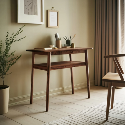 Modern Minimalist Wood Writing Desk With Drawer For Home Office Or Entryway Lynnsnail