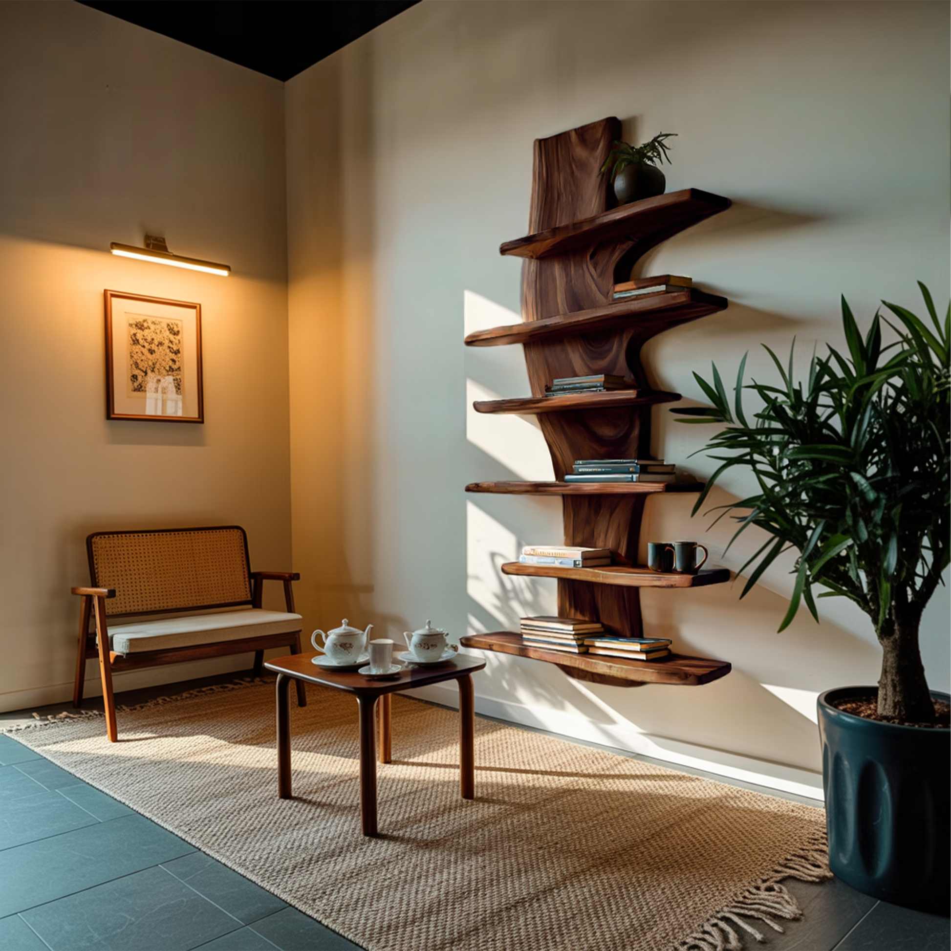 Modern Wooden Floating Bookshelf For Living Room Decor Lynnsnail