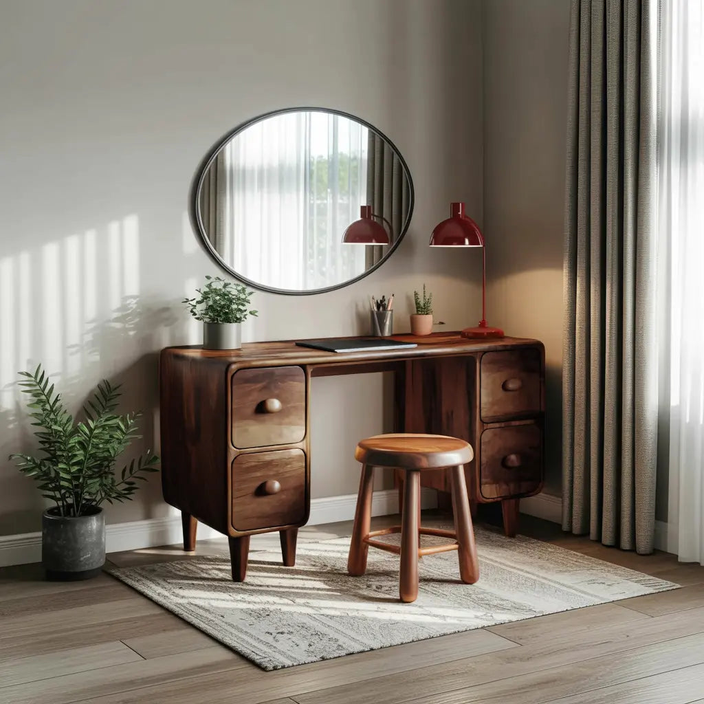 Modern Rounded Corner Desk With Drawers For Home Office Workspace Lynnsnail