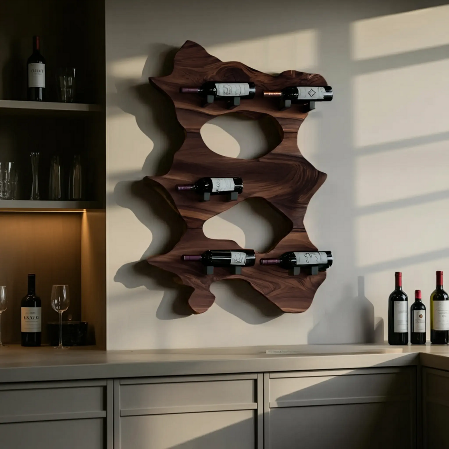 Rustic Solid Wood Live Edge Wine Rack For Entryway Lynnsnail