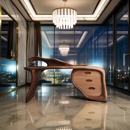 Modern Sculptural Desk With Drawers For Home Office And Studio Workspace Lynnsnail