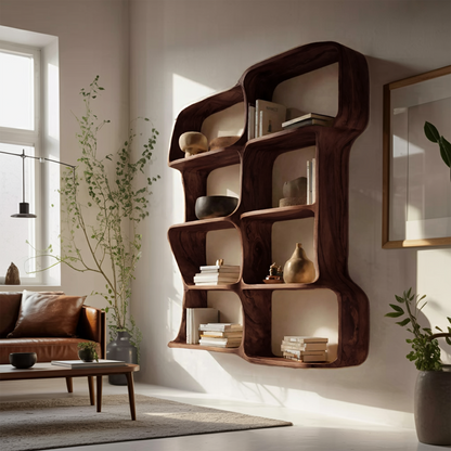 Modern Sculptural Floating Bookshelf For Bedroom Or Living Room Lynnsnail