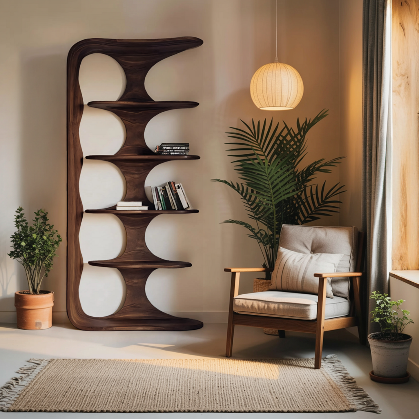 Contemporary Sculptural Vertical Bookshelf For Living Room Lynnsnail
