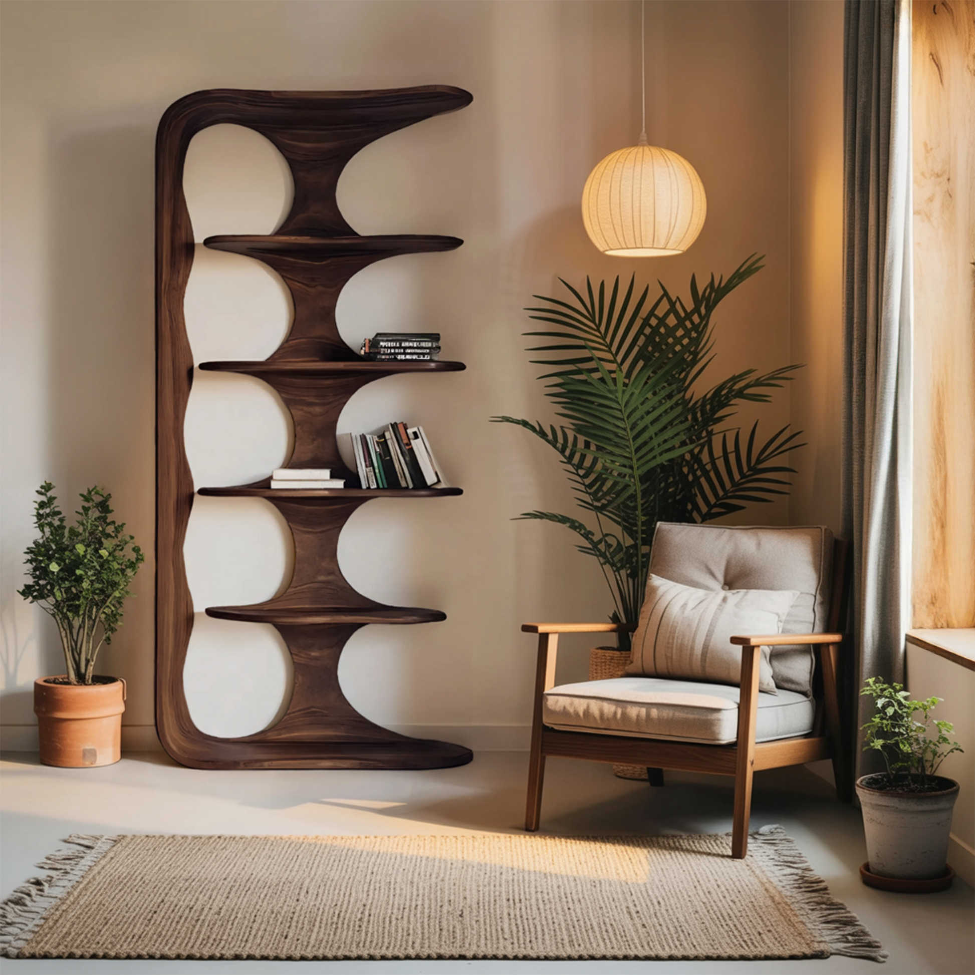 Contemporary Sculptural Vertical Bookshelf For Living Room Lynnsnail
