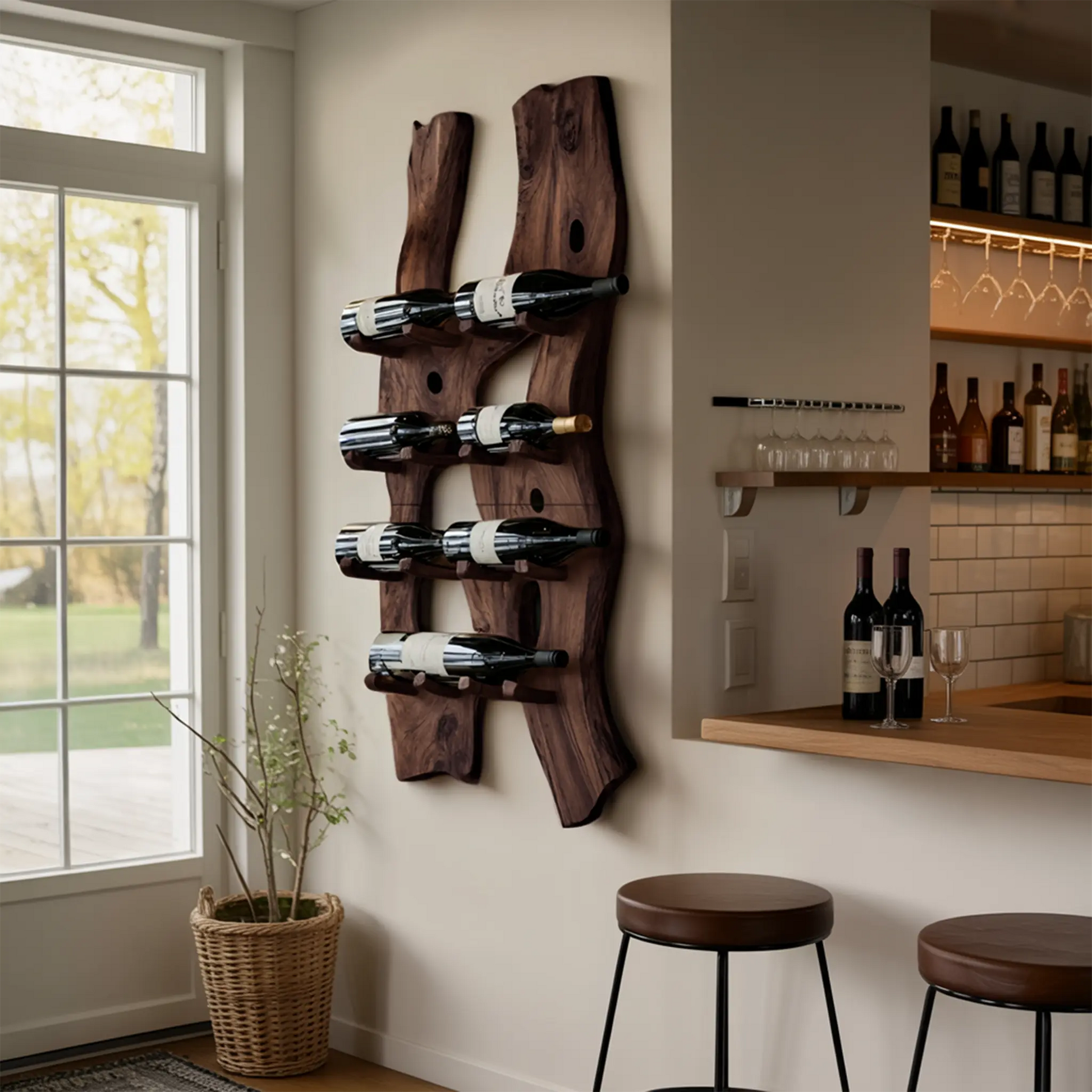 Handcrafted Wall Mount Wine Holder For Living Room Lynnsnail
