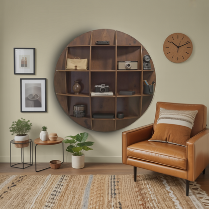 Modern Round Wall Mounted Shelf With Compartments For Living Room Office And Entryway Lynnsnail