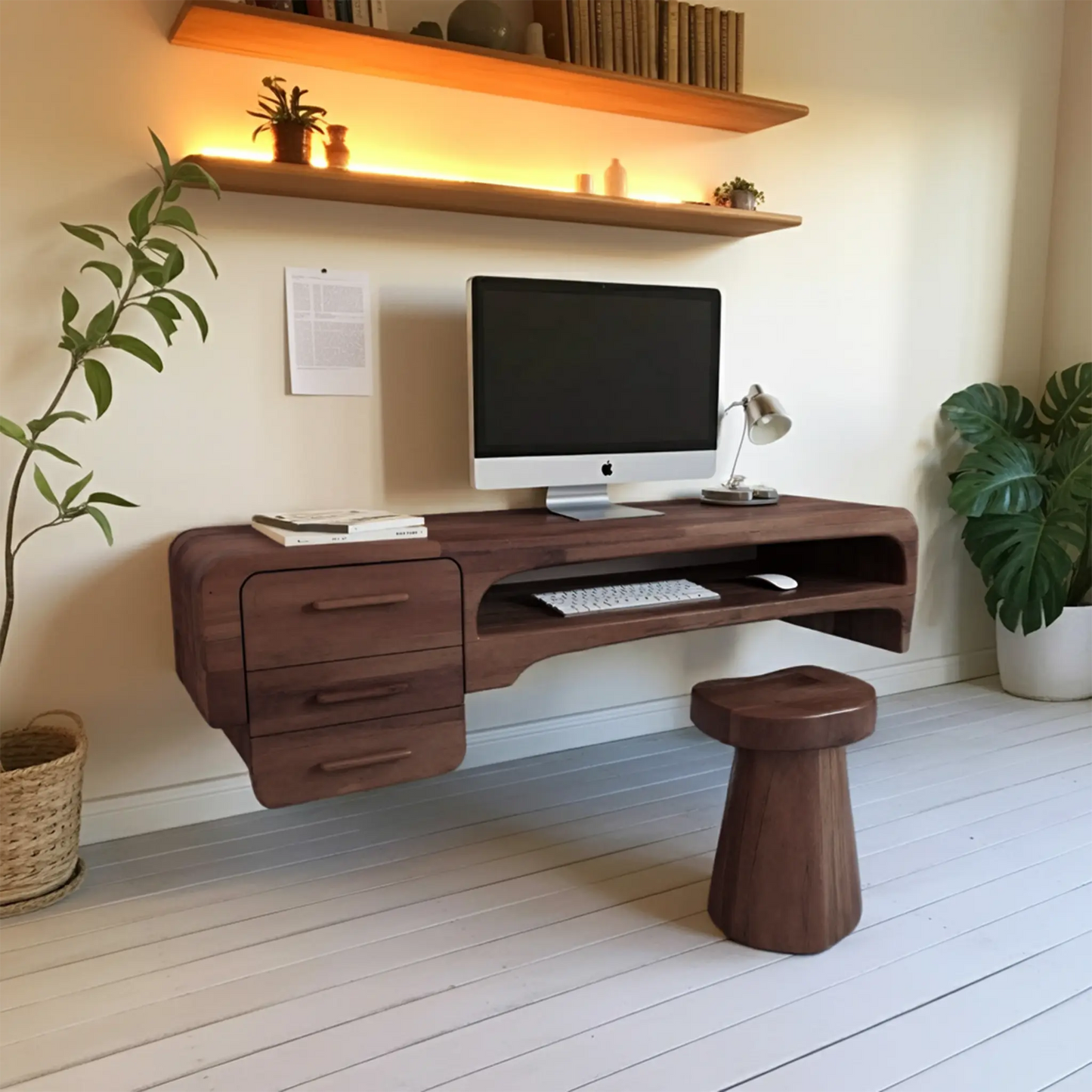 Minimalist Wall Mounted Desk With Drawers Floating Workstation For Bedroom And Office Lynnsnail