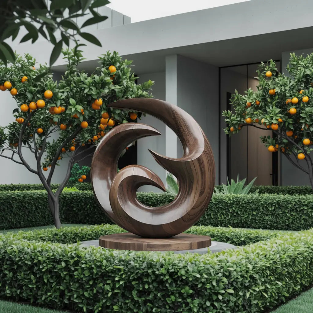 Farmhouse Abstract Wooden Sculpture For Living Room Lynnsnail