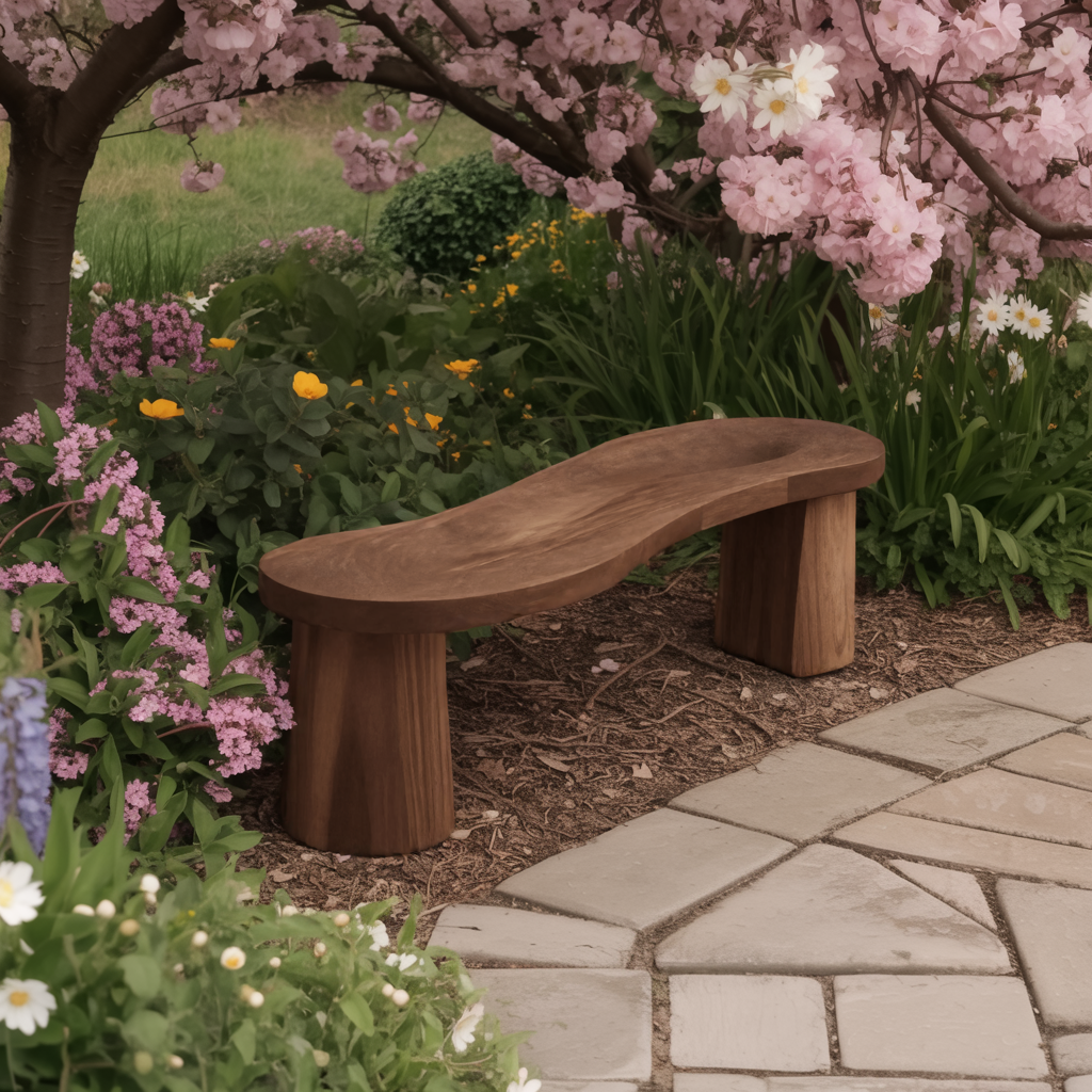 Organic Curved Wood Bench For Garden Or Entryway Lynnsnail