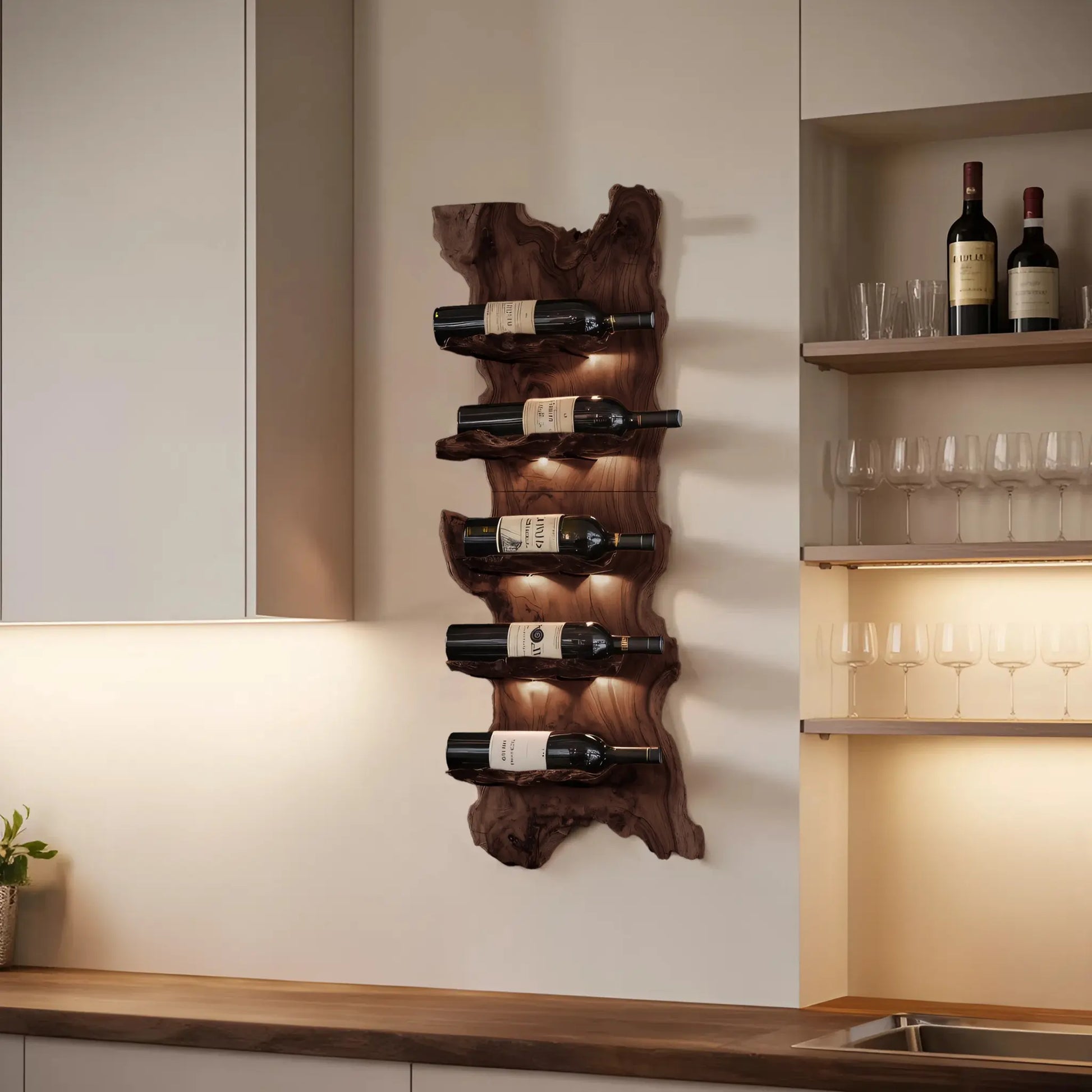 Modern Wooden Live Edge Wine Holder For Entryway Furniture Lynnsnail