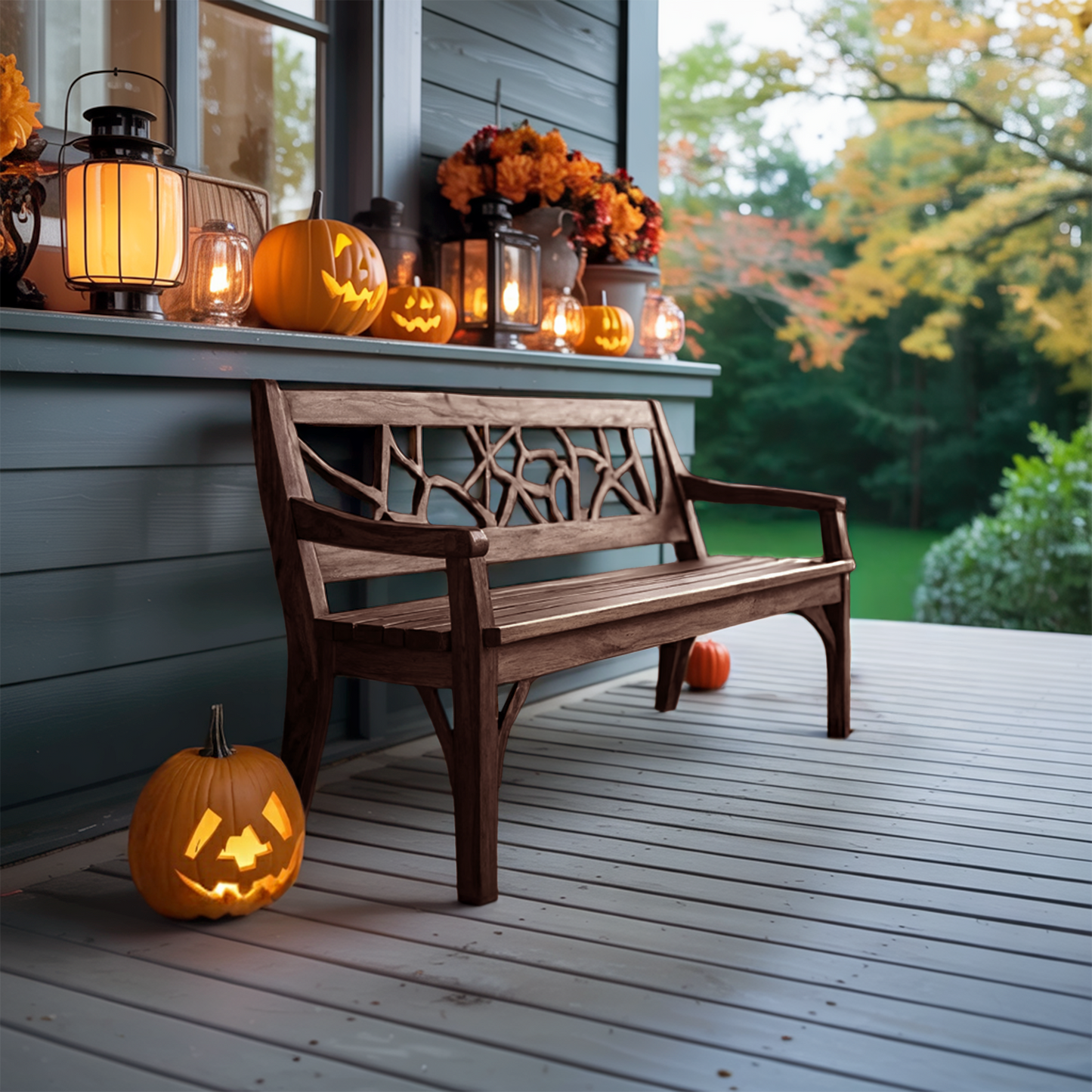 Rustic Solid Wood Halloween Bench For Spooky Outdoor Home Decor Lynnsnail
