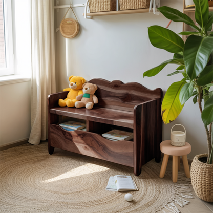 Montessori Bench With Book Storage For Kids Room Entryway And Playroom Lynnsnail