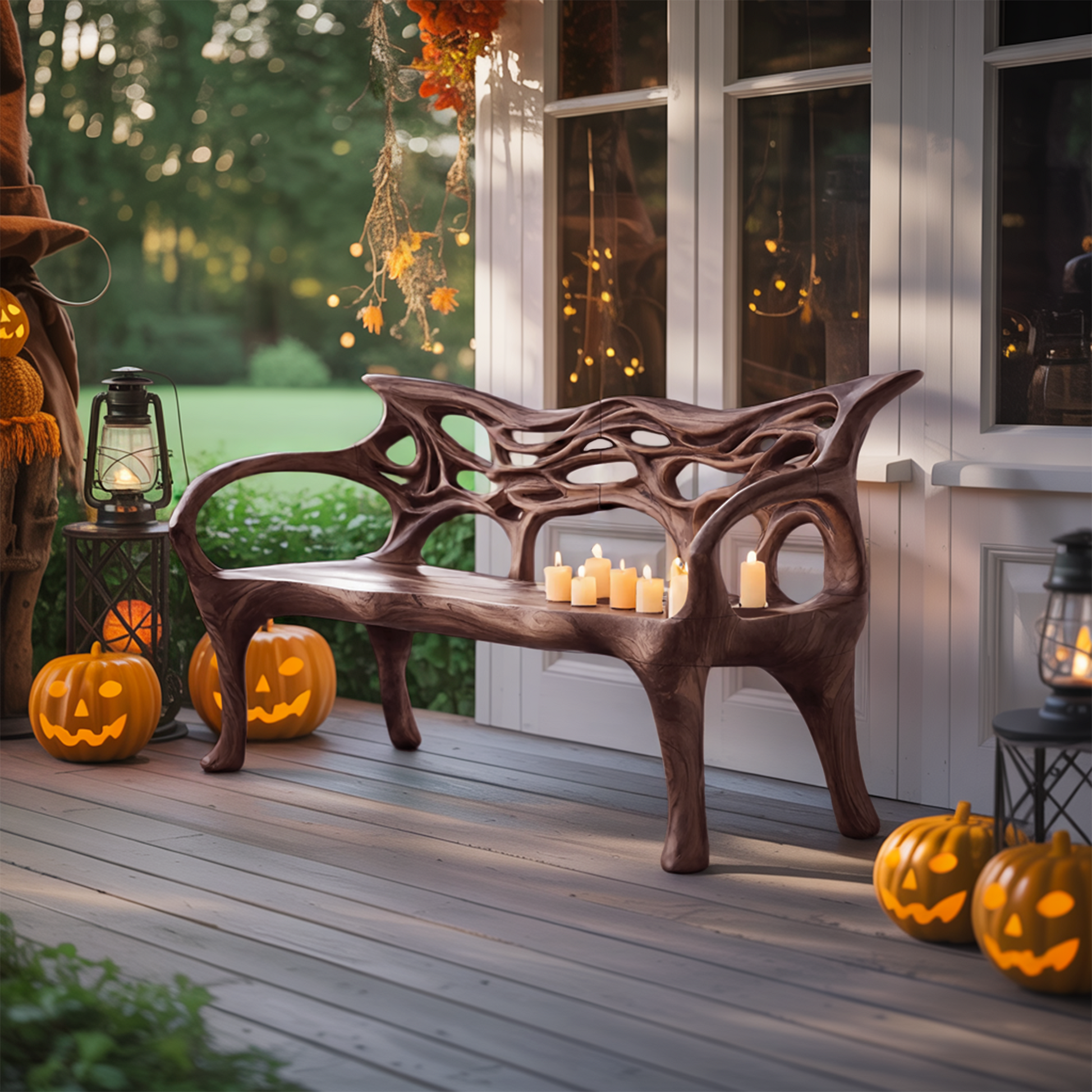 Mid Century Solid Wood Halloween Bench For Outdoor Design Lynnsnail