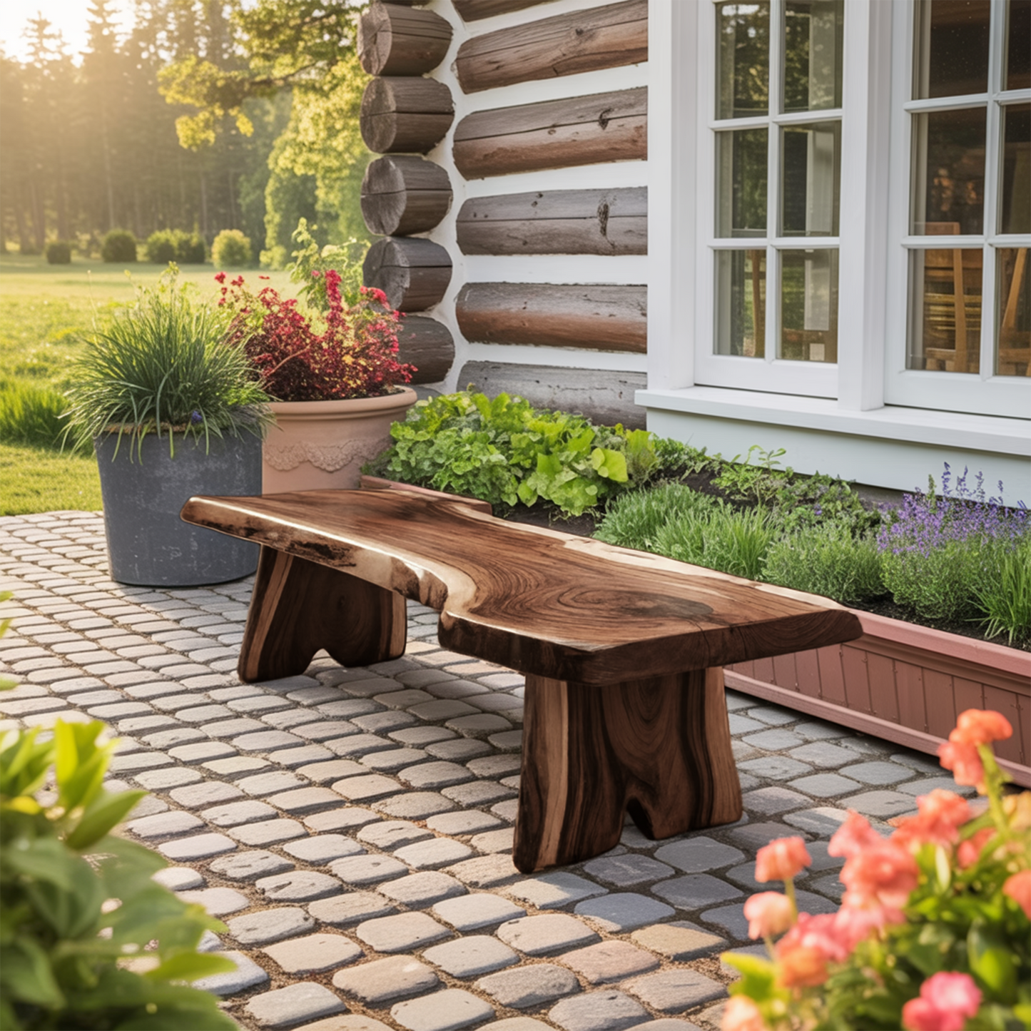 Minimalist Live Edge Outdoor Bench For Entryway Or Patio Lynnsnail