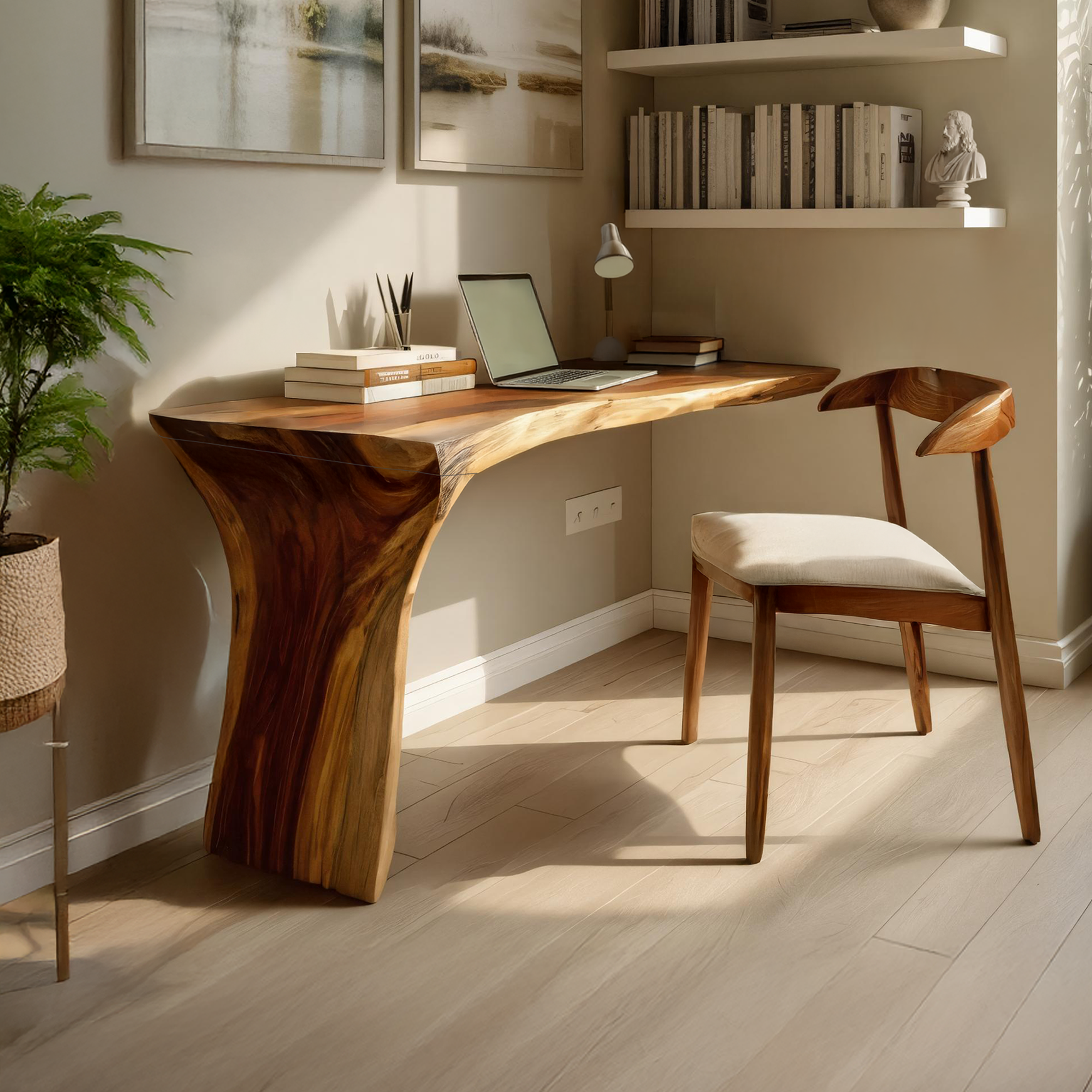 Handcrafted Live Edge Wood Desk For Home Studio Setup Lynnsnail