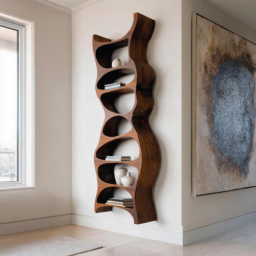 Tall Sculptural Wall Mounted Bookshelf For Living Room Lynnsnail